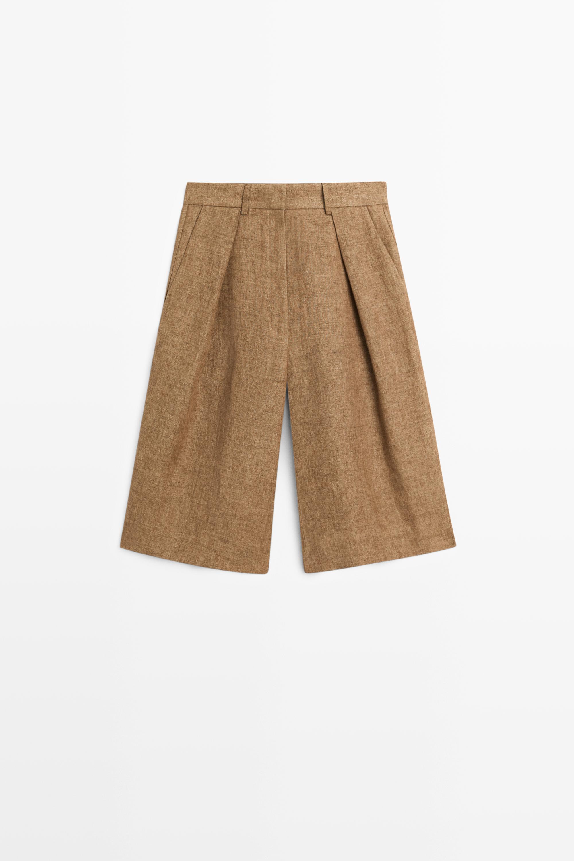 Melange linen suit Bermuda shorts